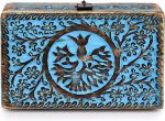 Picture of BHAVATU Handmade Mango Wood Blue Tree of Life Engraved Handcarved Jewelry Box for Women & Men | Home Decor Accent, Decorative Box