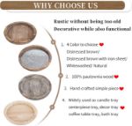 Picture of Hanobe Rustic Round Wooden Serving Tray – Whitewashed Farmhouse Decorative Butler Tray for Coffee Table, Kitchen, Ottoman, Candle Display & Home Decor