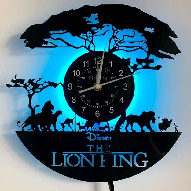 Picture of LED Vinyl Record Wall Clock – Lion King Design with Remote Control, 7-Color Night Light for Bedroom, Living Room, Home Decor & Gifts