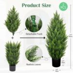 Picture of 2PCS 3FT Artificial Cypress Topiary Trees with Detachable Trunks – Decorative Faux Greenery for Indoor & Outdoor Use – Home, Patio, Garden, Entryway Décor (90CM)