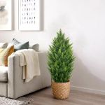 Picture of 2PCS 3FT Artificial Cypress Topiary Trees with Detachable Trunks – Decorative Faux Greenery for Indoor & Outdoor Use – Home, Patio, Garden, Entryway Décor (90CM)