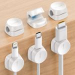 Picture of Spring Cable Holder Clips – No-Residue Wire Organizer for Desk, Wall, Car, Office & Home | Cord Management Clips for USB, HDMI, Charger Cables – White (Pack of X)