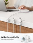 Picture of Spring Cable Holder Clips – No-Residue Wire Organizer for Desk, Wall, Car, Office & Home | Cord Management Clips for USB, HDMI, Charger Cables – White (Pack of X)