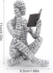 Picture of Abstract Woman Thinker Bookworm Sculpture – Reading Figurine Statue for Bookshelf & Living Room Decor (A)