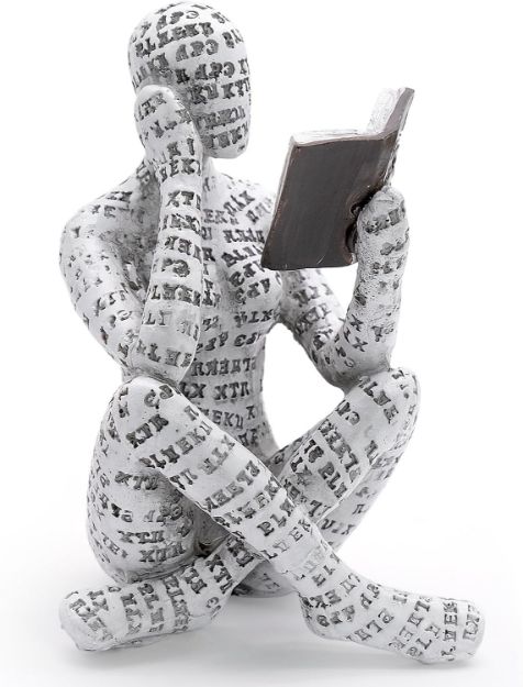 Picture of Abstract Woman Thinker Bookworm Sculpture – Reading Figurine Statue for Bookshelf & Living Room Decor (A)