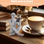 Picture of Abstract Woman Thinker Bookworm Sculpture – Reading Figurine Statue for Bookshelf & Living Room Decor (A)