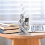 Picture of Abstract Woman Thinker Bookworm Sculpture – Reading Figurine Statue for Bookshelf & Living Room Decor (A)