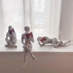 Picture of Abstract Woman Thinker Bookworm Sculpture – Reading Figurine Statue for Bookshelf & Living Room Decor (A)