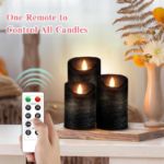 Picture of LED Flameless Candle Set – Battery Operated with 10-Key Remote Control & 24-Hour Timer, Real Wax Flickering Pillar Candles (Amber Yellow Light)