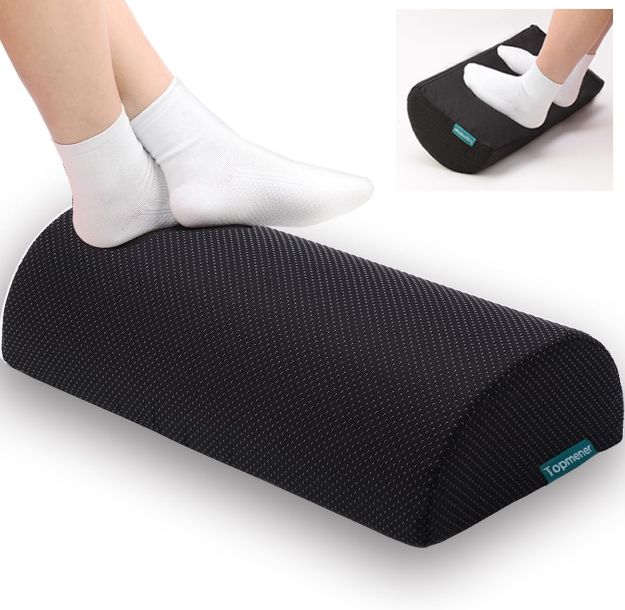 Picture of Ergonomic Foot Rest Cushion with Massage Dots – Foot Stool Under Desk with Washable Cover & Handle for Office, Home, Travel – Footrest for Back, Leg & Knee Pain Relief