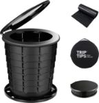 Picture of TRIPTIPS Retractable Portable Foldable Height Adjustable Travel Toilet – XL Size, Black, Ideal for Car Camping, Hiking, and Travel