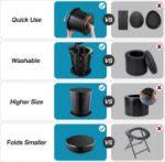 Picture of TRIPTIPS Retractable Portable Foldable Height Adjustable Travel Toilet – XL Size, Black, Ideal for Car Camping, Hiking, and Travel