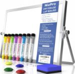Picture of A3 Dry Erase Mini Whiteboard with Stand - Double-Sided Magnetic Portable Whiteboard for Kids, Students, Office (40x30cm, 8 Pens, Eraser, Magnets)
