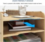 Picture of PUNCIA 4-Tier Wooden Desk Organizer – A4 Paper Sorter, Document & Mail Rack, Office Stationery Holder
