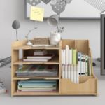 Picture of PUNCIA 4-Tier Wooden Desk Organizer – A4 Paper Sorter, Document & Mail Rack, Office Stationery Holder