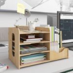 Picture of PUNCIA 4-Tier Wooden Desk Organizer – A4 Paper Sorter, Document & Mail Rack, Office Stationery Holder