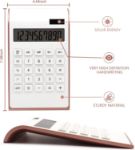 Picture of Rose Gold Calculator – Dual Power 10-Digit Solar Desktop Calculator for Office, School & Home | Pink Office Supplies with Large LCD Display
