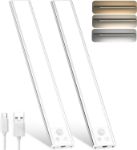 Picture of Rechargeable Under Cabinet Kitchen Lights – 3 Color Dimmable 52 LED Motion Sensor, USB-C, 31cm (2 Pack)
