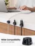 Picture of Lamicall [6 Pack] Spring Cable Holder Clips – No-Residue Adhesive Wire Organizer for Desk, Car, Office, Home – Universal 8mm Cord Cable Management for USB, HDMI, Charger – Black